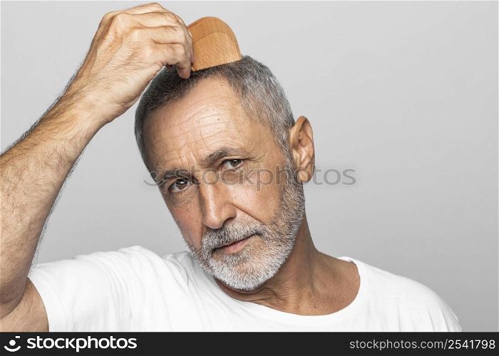close up senior man posing