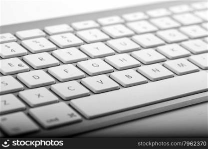 Close up shoot of wireless aluminum keyboard