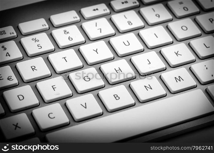 Close up shoot of wireless aluminum keyboard