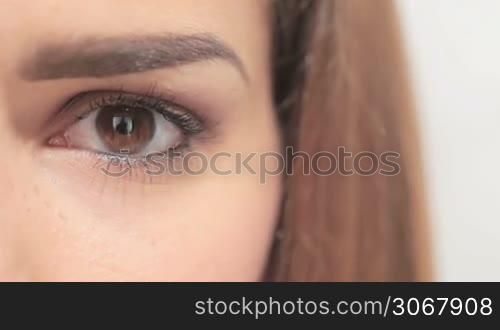 Close Up Shoot on Eye of Young Woman With Natural Makeup
