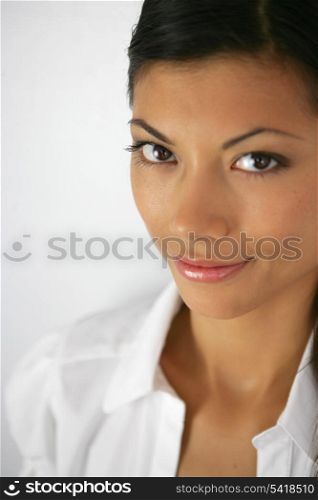 Close-up shot of a confident woman