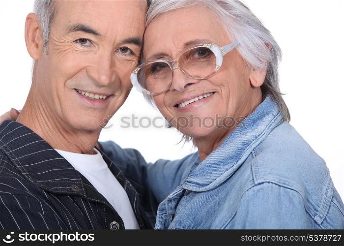 Close-up shot of an elderly couple