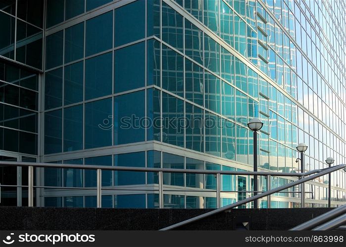 Close up shot of an exterior of modern office building.