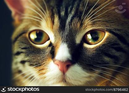 Close up shot of beautiful cute cat portrait 3d illustrated