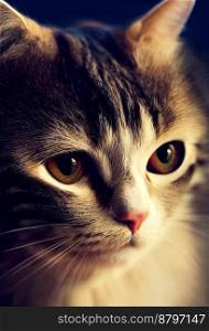 Close up shot of beautiful cute cat portrait 3d illustrated
