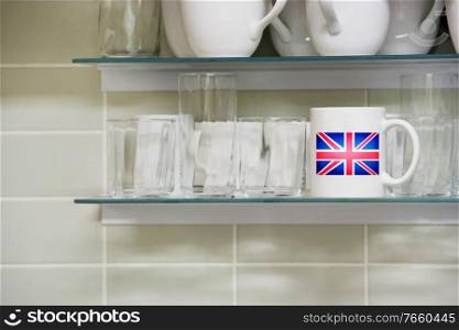 Close up shot of cup with great britain flag