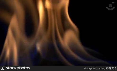 Close up shot of fire flames in slow motion