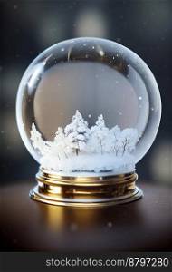 Close up shot of snow globe 3d illustrated