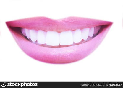 Close up shot of woman smiling lips