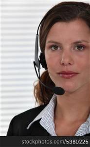 Close-up shot of woman wearing headphones