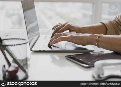 close up shot person typing laptop. Resolution and high quality beautiful photo. close up shot person typing laptop. High quality beautiful photo concept