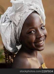 close up smiley african girl portrait