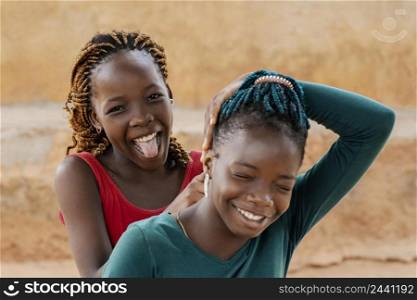 close up smiley african girls portrait