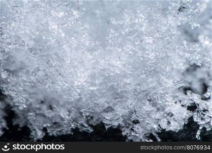 Close up snow and snowflakes