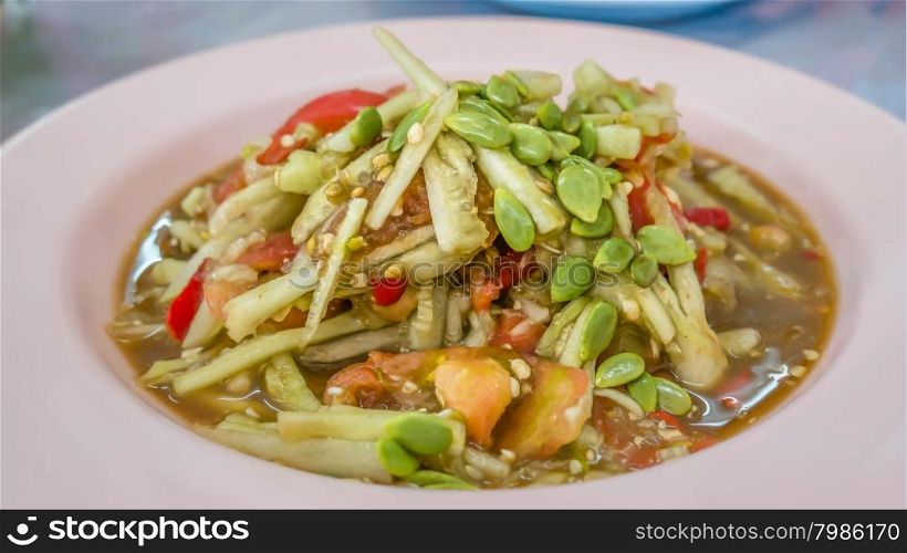 close up spicy cucumber salad , thai spicy food