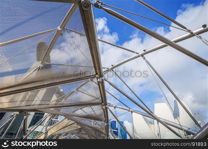 close up structure of The helix bridge, Singapore