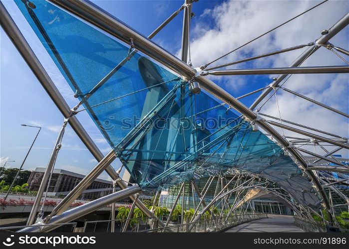 close up structure of The helix bridge, Singapore