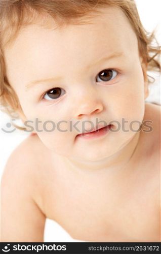 Close Up Studio Portrait Of Baby Boy