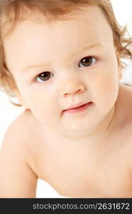 Close Up Studio Portrait Of Baby Boy