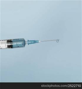close up syringe with vaccine