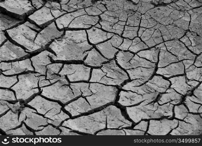 close up texture of cracked soil, during drought season