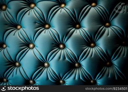Close-up texture of furniture upholstery in fabric and leather with buttons, capitone style. Tufted background, diamond pattern. AI generated.. Close-up texture of furniture upholstery in fabric and leather with buttons, capitone style. AI generated.