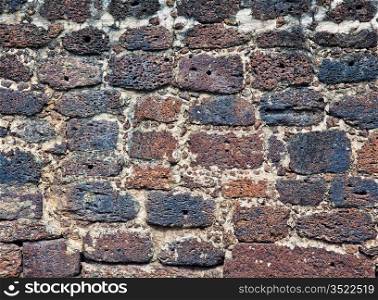 close-up texture wall of volcanic rock (tuff)