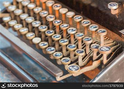 Close up thai keyboard of old typewriter