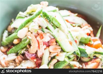 Close up thai style cucumber spicy salad, stock photo