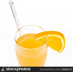close up top freshness cocktail with ice in glass with drinking straw