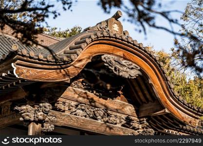 close up traditional japanese wooden structure