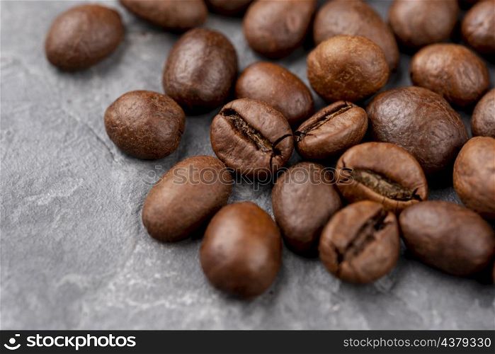 close up view coffee beans
