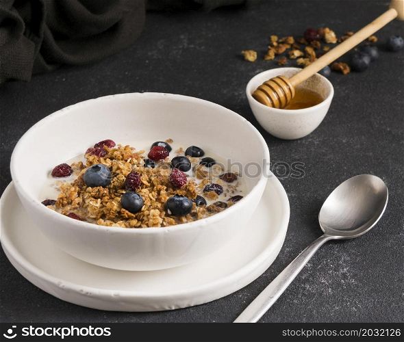 close up view delicious cereal bowl