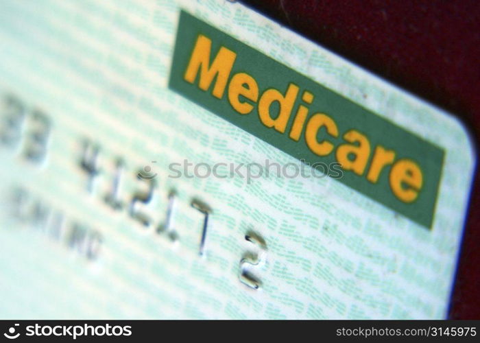 Close up view of a medicare card.