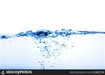 Close up view of a water wave and bubbles