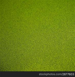 Close-up view of artificial green grass background
