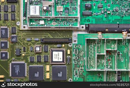 Close up view of electronic circuit boards. Close up view of electronic circuit boards.