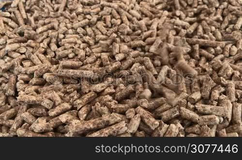 Close-up view of many wood pellets