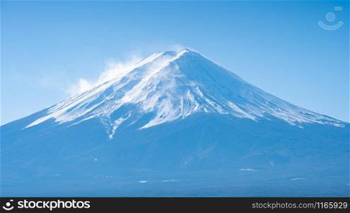 Close up view of Mount Fuji in Yamanachi, Japan.