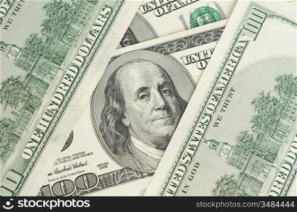 Close up view of pack dollar banknotes
