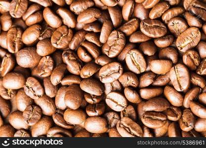 Close up view of roasted coffee beans