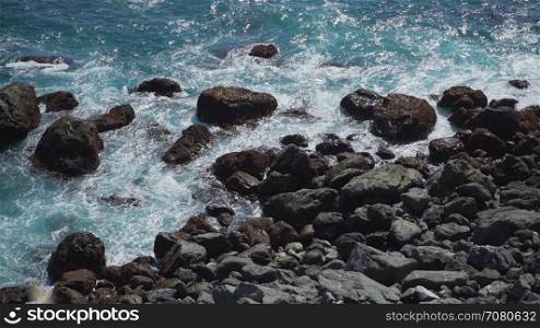 Close up view of rocks along coast