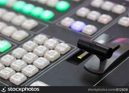 Close up view of video processing console. Selective focus.