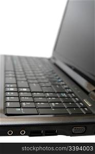 Close-up view on modern black laptop keyboard