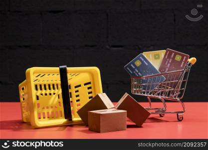 close up view online shopping concept