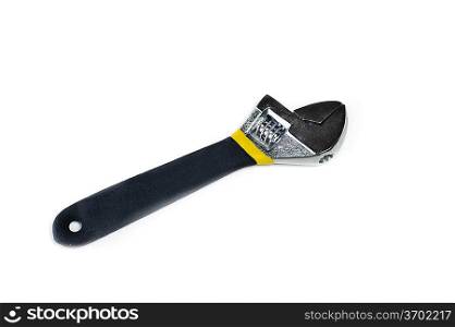 Close-up view to adjustable wrench on white background