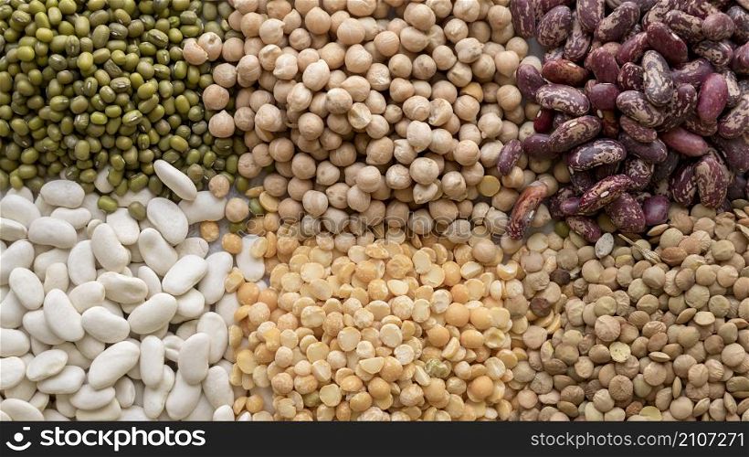 close up view various beans arrangement