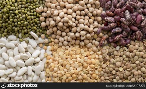 close up view various beans arrangement