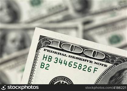 Close-Up von verschiedenen Dollar Geldscheinen. Die amerikanische Wahrung
