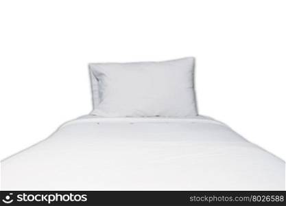 Close up white bedding and pillow on white background, stock photo